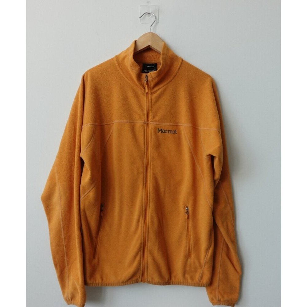 Marmot Sweater Mens Large Zip Up Fleece Pisgah Casual Hiking Trail Mustard Fall